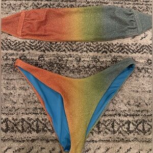 Free people rainbow sparkle bikini